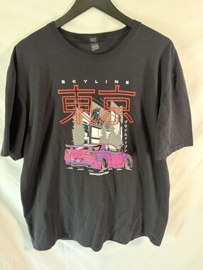 Prime Driven Nissan Skyline R34 GT-R Godzilla Tokyo Graphic Tee Pink/Black XL